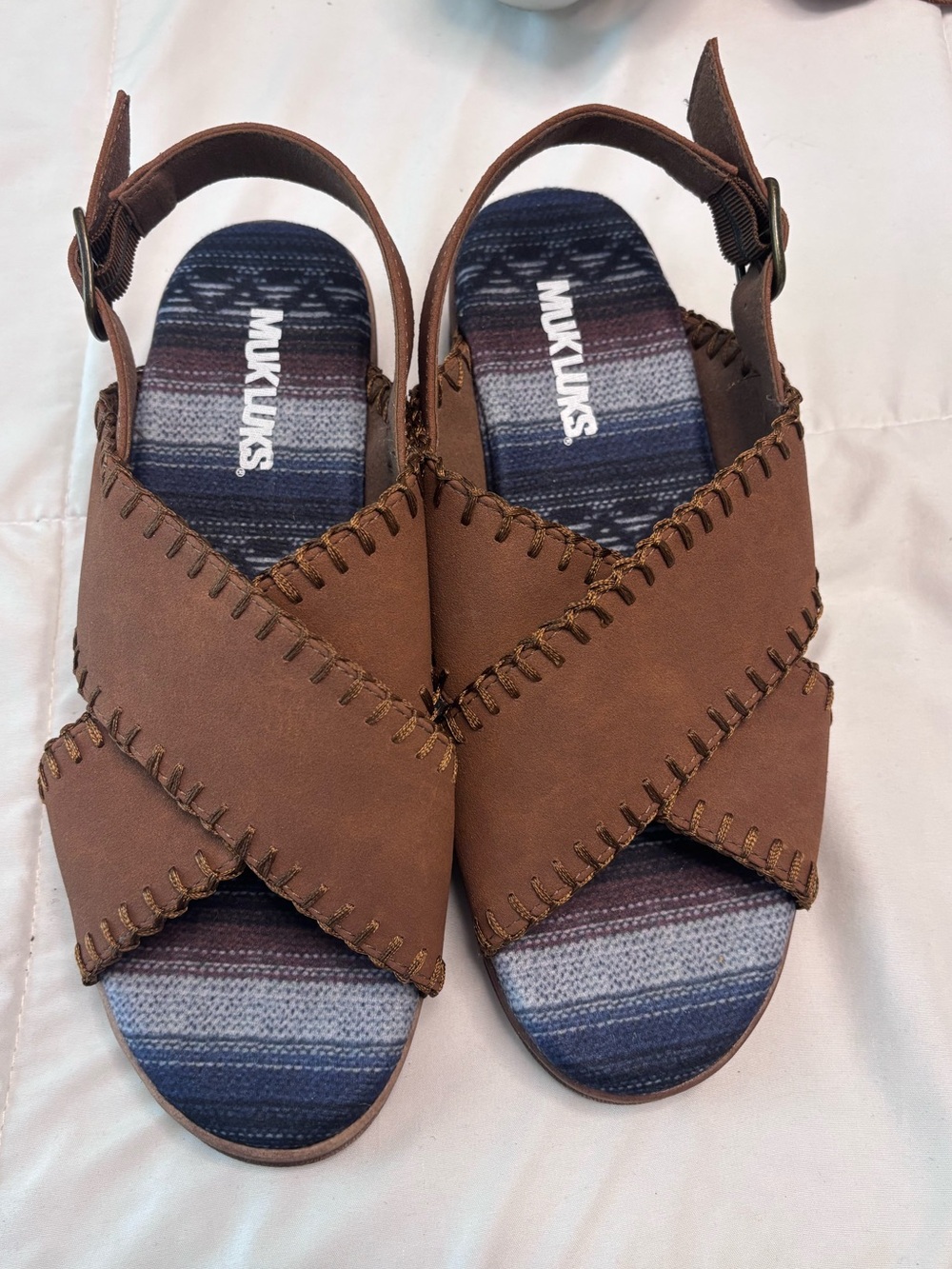 Muk Luks Brown Faux Suede Slip-On Sandal